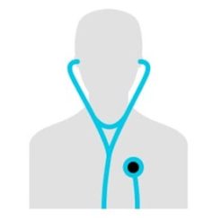 Silhouette person with stethoscope icon